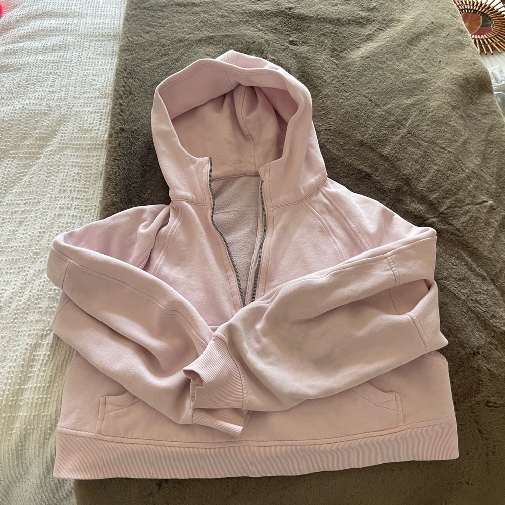 RARE Used M/L Lululemon Strawberry Milkshake Scuba Half Zip Cropped Sweater!!